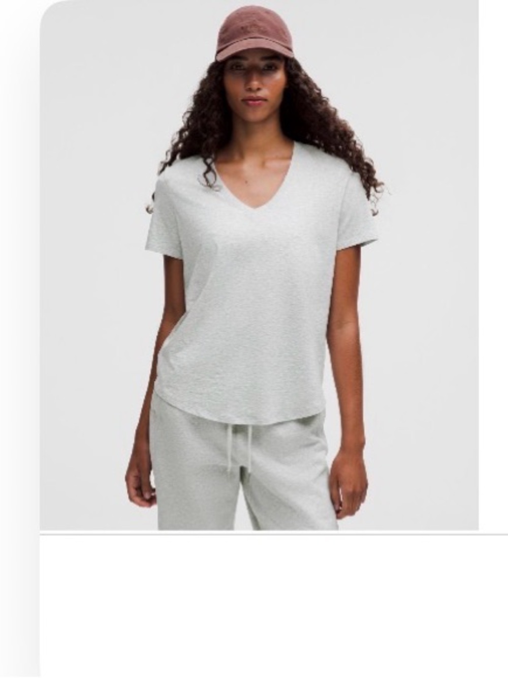 lululemon athletica Light Gray V-Neck Short Sleeve Tee